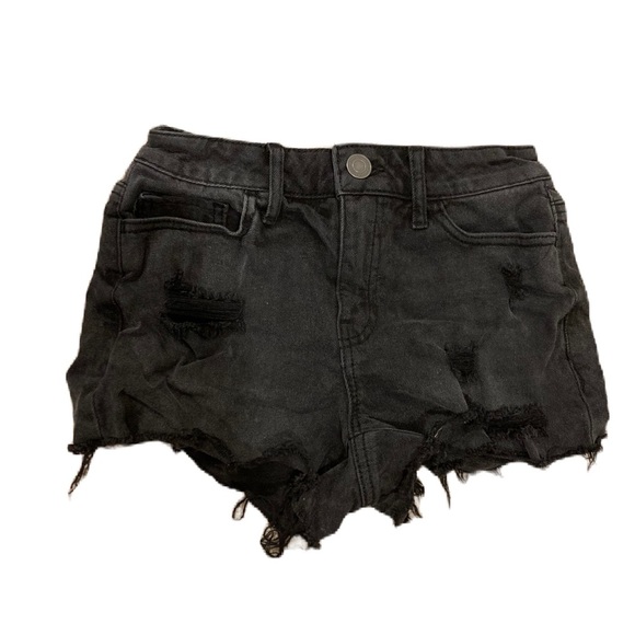 SO Black Jean Shorts Distressed Raw-Edge Sz. 3/26W - Picture 1 of 7